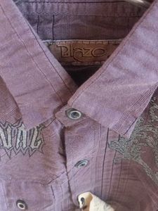 Purple Graphic Print Button-Down Shirt