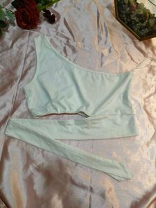 One Shoulder Crop Top with Tie