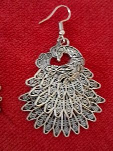 2 Pair, Peacock Inspired Drop Earrings