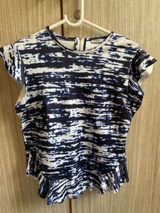 Chic Abstract Print Peplum Top