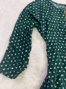 Dark Green Printed Kurti &amp; Pant Set