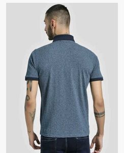 Men's Blue Textured Polo T-Shirt