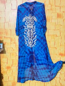 Blue Tie-Dye Embroidered Tunic