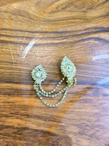 Gold Diamond Chain Brooch