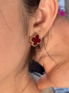 Red Clover Stud Anti Tarnished Earrings