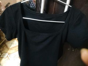 Chic Square Neck Black Top