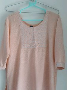 Elegant Peach Embroidered Kurta