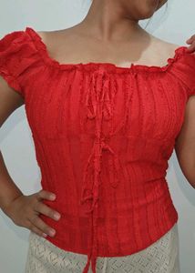 Chic Red Off-Shoulder Top