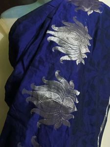 Regal Purple Silk Fabric with Copper Zari Motifs