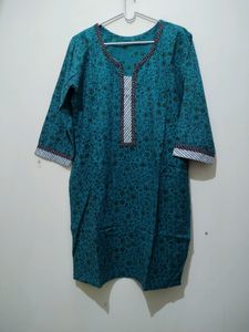 Green Floral Leaf Print Kurta
