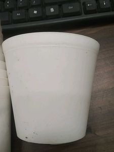 12 White Plastic Plant Pots