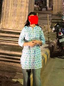 Blue & White Printed Kurta