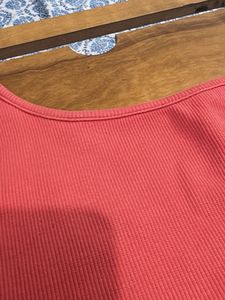 Coral Ribbed Cropped Tank Top