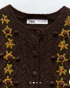 Zara Floral Embroidered Cardigan