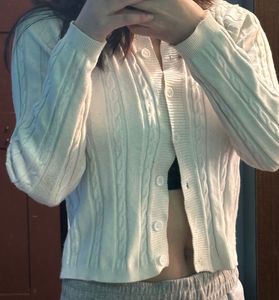 Cream Cable Knit Button-Up Cardigan