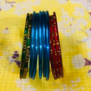 Set of 10 Blue, Green &amp; Red Bangles 💙💚❤️