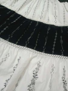 halter neck White &amp; Black Floral Dress