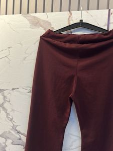 Flared Maroon Pants Gold Buttons, Waist- 26/28