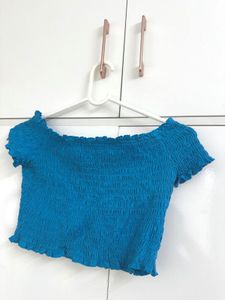 Smocked Off-Shoulder Crop Top