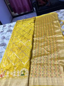 Vibrant Yellow Silk Saree
