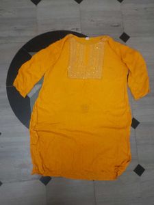 Yellow Embellished Kurta