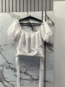 White Puff Off-Shoulder Crop Top, Bust- 36/38