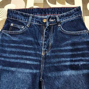 Wide Leg Blue Denim Jeans for Unisex
