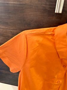 Forever 21 Orange Crop Button Up Shirt