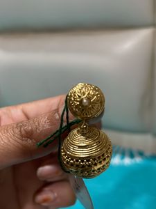 Golden Colour Earrings With Round Base