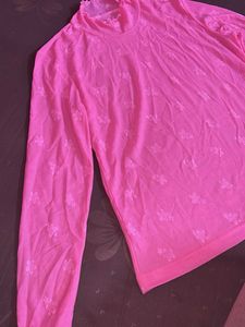 Pink Floral Mesh Top