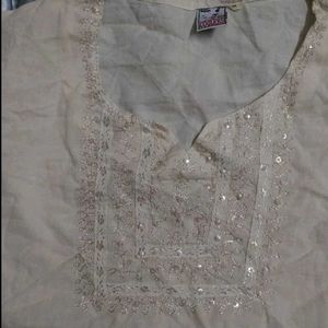 Embroidered Cotton Top And Kurta