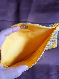 Yellow Beaded Clutch Bag