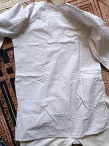 Men's White Cotton Kurta with Pajama(coins)