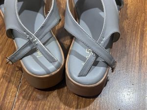 Stylish Grey Wedge Sandals