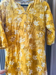 Yellow Floral Print Kurta