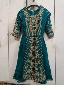 Beautiful Emerald Green Embroidered Gown