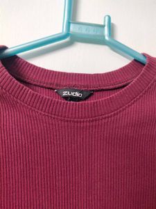 Burgundy Ribbed Crop Top