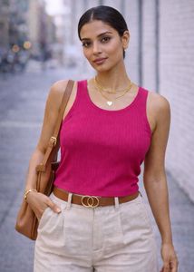 Magenta Ribbed Tank Top