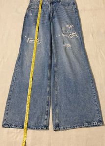 H&amp;M Distressed Wide Leg Jeans