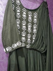 Beautiful Green Gown With Attached Falling Dupatta