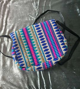 combo Boho Woven sling Bag with bangle