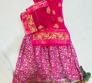 Magenta colour Banarasi Garara with heavy Dupatta
