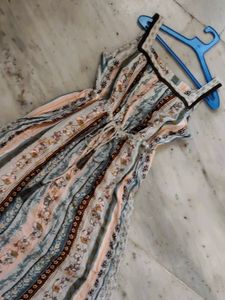 Boho Print Tie-Waist Maxi Dress