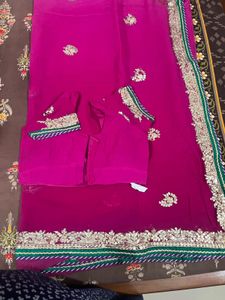 purple pink saree