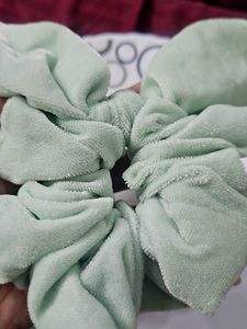 Mint Green Bunny Scrunchies - Velvet