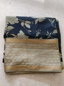 Beautiful Floral Navy Saree