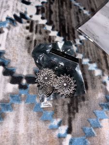 Oxidised Silver Jhumka Earrings