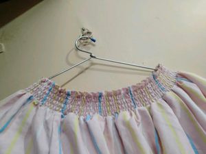 Smocked Off-Shoulder Striped Top