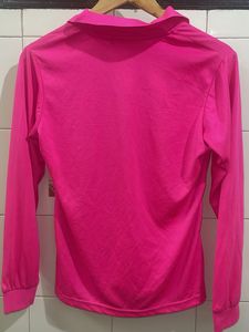 Vibrant Pink Long Sleeve Collared Shirt