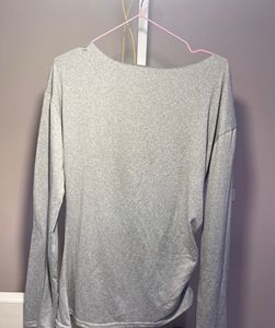 SAVANA Grey Off-Shoulder Ruched Long Sleeve Top